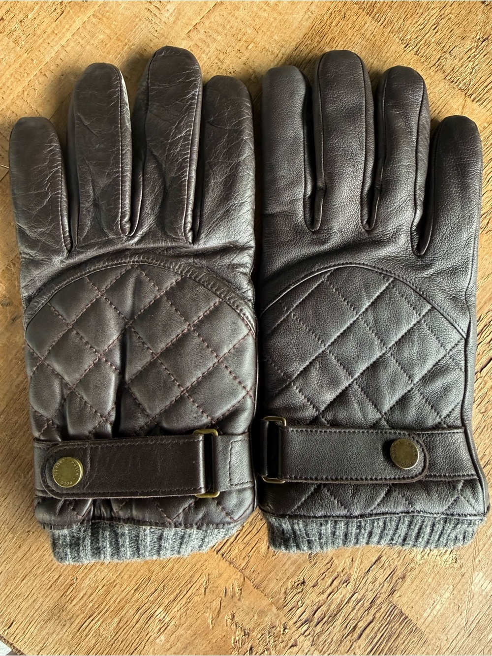POLO Ralph Lauren Quilted Sheep Leather Wool Thinsulate Brown Gloves